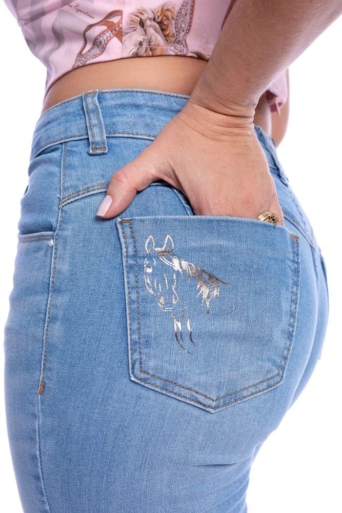 02 calca jeans boot cut feminina michele