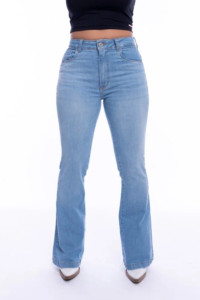 03 calca jeans boot cut feminina michele