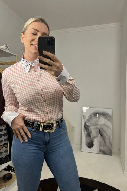 02 camisete feminina xadrez hanna