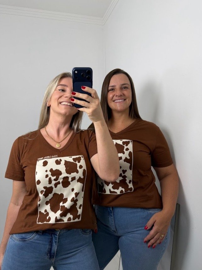 01 t shirt feminina texas print brown