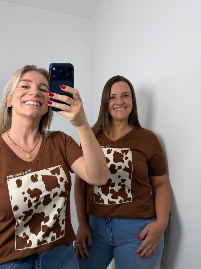 02 t shirt feminina texas print brown