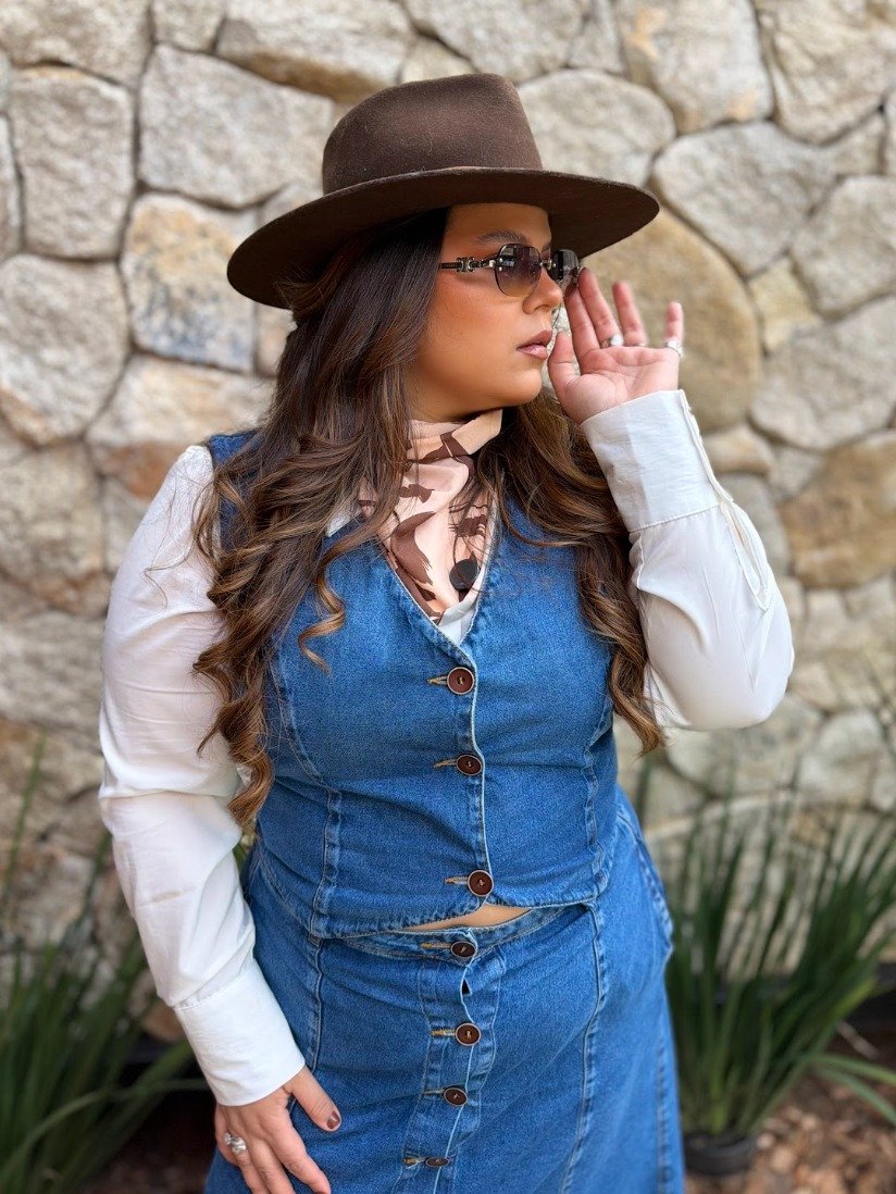 01 colete feminino jeans marilia